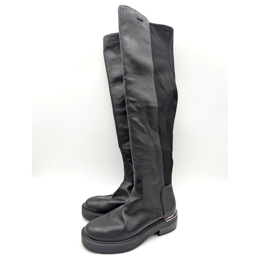 DKNY Winsloe Knee High Tall Boots Side Zip Women's Black Size US6.5M EU37